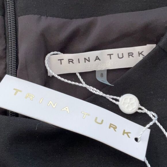 TRINA TURK NWT BLACK SHIFT DRESS OPEN SLEEVES SIZE 8 - Picture 5 of 7
